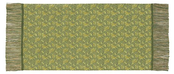 ペルシャ狩猟文錦 （32×62cm）グリーン■美術工芸織物