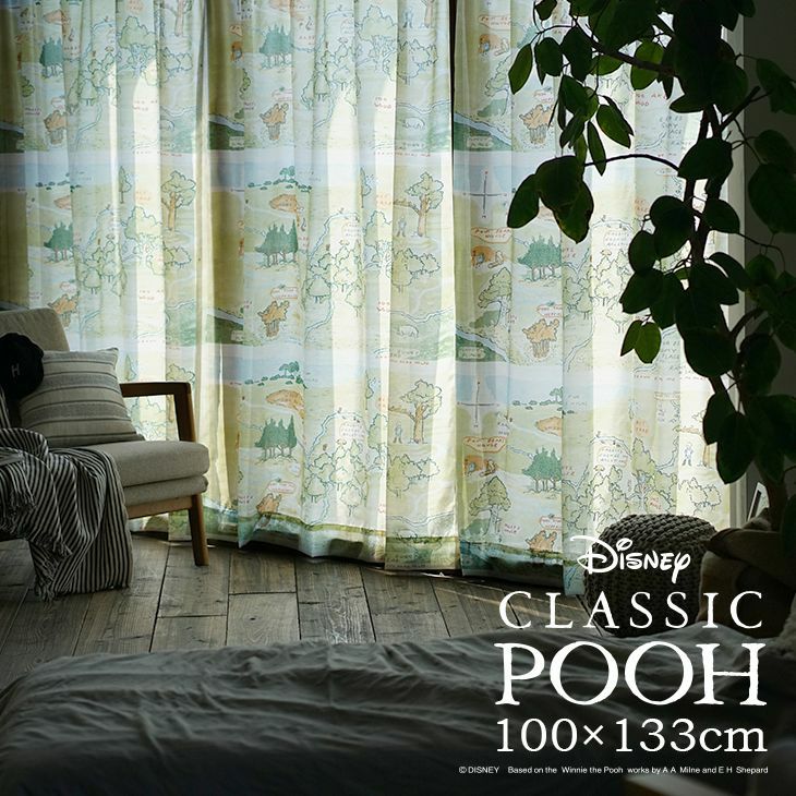 レースカーテン POOH/100エーカーの森 （幅100×丈133cm）1枚入 | cucan