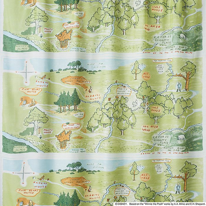 レースカーテン POOH/100エーカーの森 （幅100×丈176cm）1枚入 ミックス