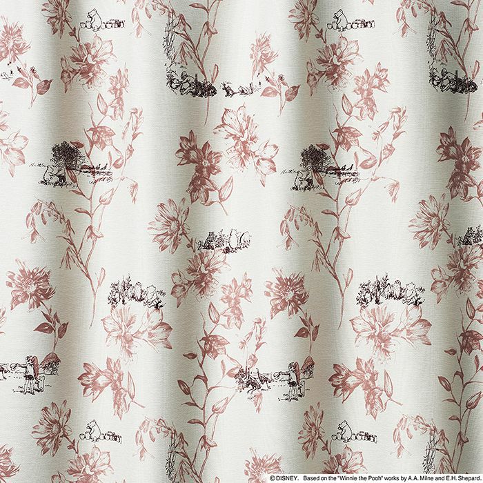 1級 遮光 カーテン POOH/Scene シーン （幅100×丈178cm）1枚入 ピンク