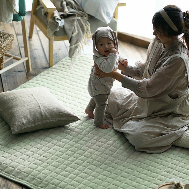 洗える タオル素材の綿100％ラグ コットンキルト （185×240cm