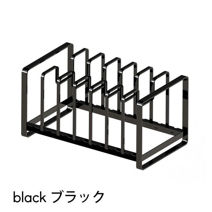 キッチンラック フライパン＆鍋蓋スタンド シンク下 タワー（ブラック）
