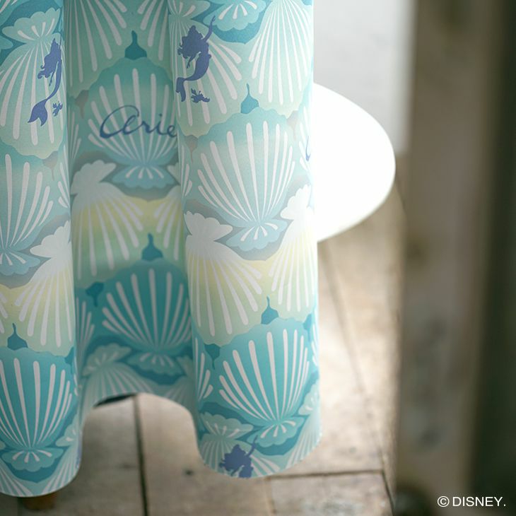 遮光 オーダーカーテン PRINCESS/プリンセス シェル ライトブルー柄アップ