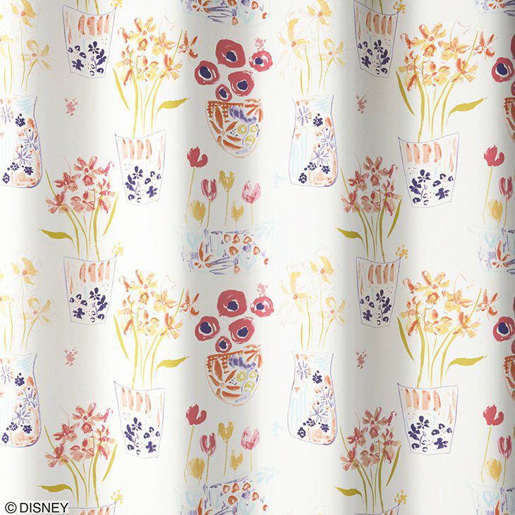 遮光 カーテン MICKEY/ミッキー フラワーベースミッキーウィズミニー (幅100×丈135cm) カラー