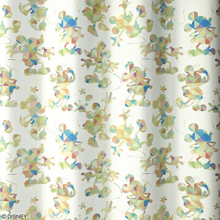 レース カーテン MICKEY/ミッキー チェックシルエット (幅100×丈198cm) カラー