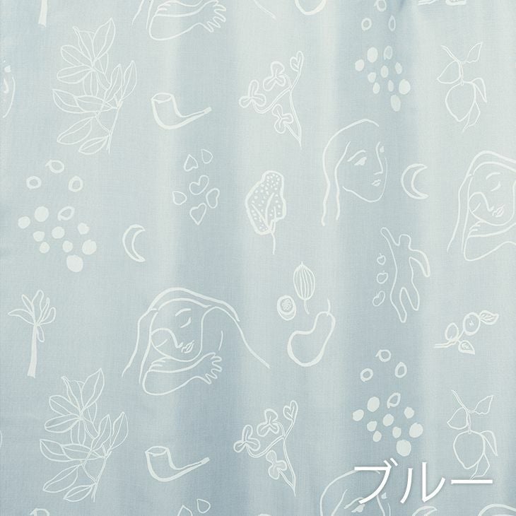 厚地 カーテン LAND OF HAPPINESS/ランド オブ ハピネス (幅100×丈200cm) ブルー