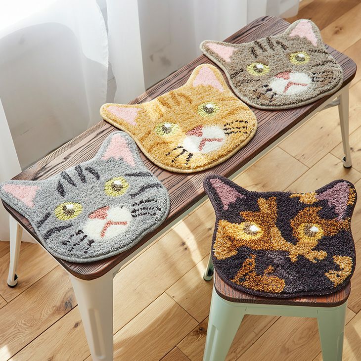 11-12cm 猫耳2点 カオナシ チェアパッド ネコカオ Meow（ミャオ）マット (35×38cm) | cucan
