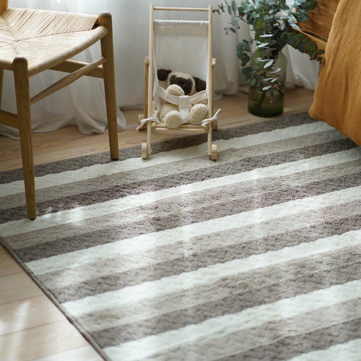 洗えるラグ コントラストストライプラグ (130×185cm) | cucan ネット