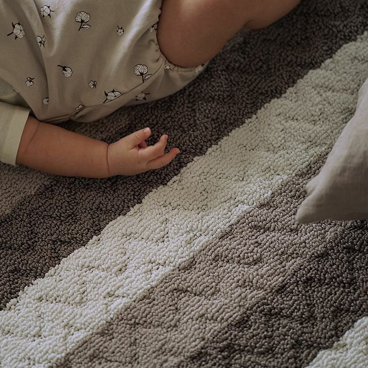 洗えるラグ コントラストストライプラグ (185×185cm) | cucan ネット