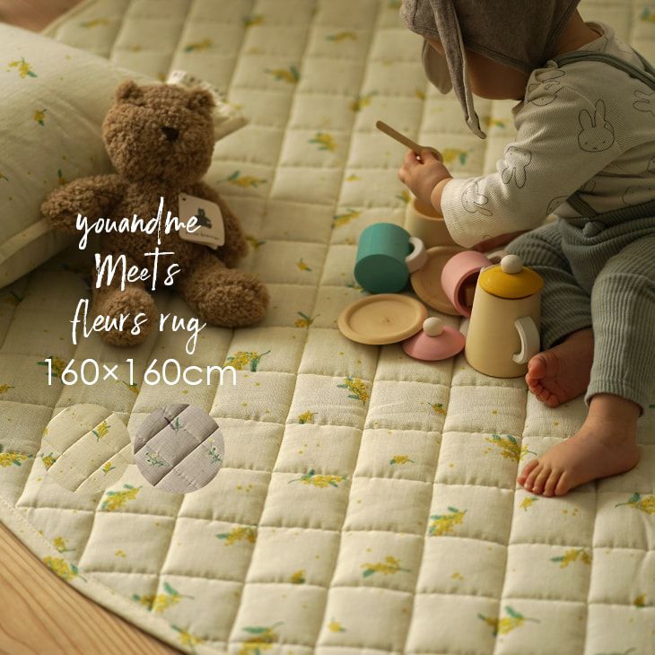 アウトレット】ダブルガーゼの小花プリントラグ フルールキルト (160