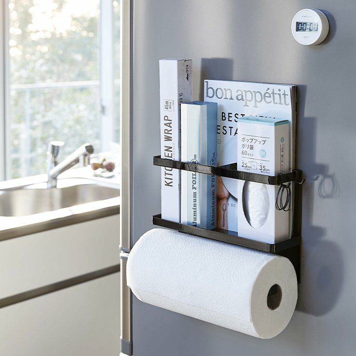 towerタワーマグネットキッチンペーパー&ラップホルダーブラック(メインイメージ)