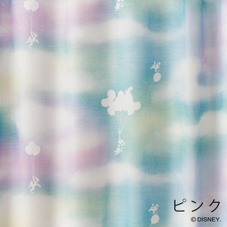 レースカーテンMICKEY/ミッキーメロウボイル幅100×丈176cm（ブルー）