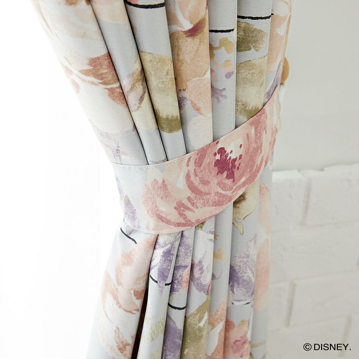 遮光カーテンMICKEY/ミッキーローズグリッド幅100×丈178cm（アップ）