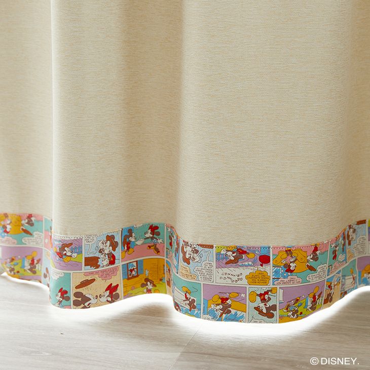 遮光カーテンMICKEY/ミッキーレトロコミック幅100×丈200cm（アップ）