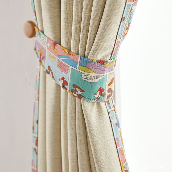 遮光カーテンMICKEY/ミッキーレトロコミック幅100×丈200cm（タッセル）