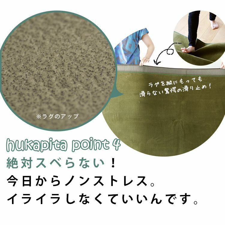 下敷き専用 ラグ ふかぴたPLUS [厚手] (148×148cm 円形) | クーカン