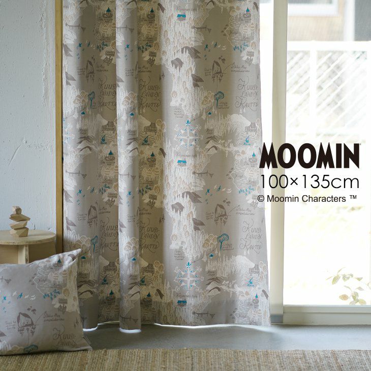 カーテン 遮光 MOOMIN/ムーミン谷の地図 ムーミンダニノチズ (幅100×丈