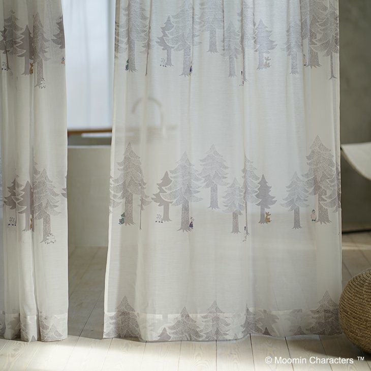 レースカーテンMOOMIN/ムーミンプートボーダーボイル幅100×丈133cm（イメージ）