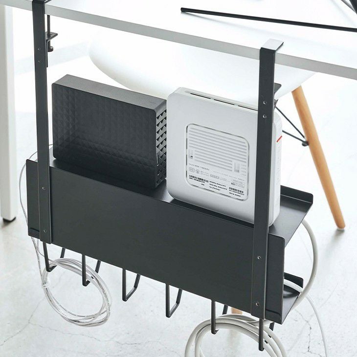 デスク下ケーブル＆ルーター収納ラックスマート(ブラック)（イメージ01）