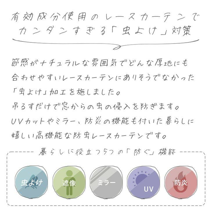 虫よけミラーレースカーテンカカノア（スペック）