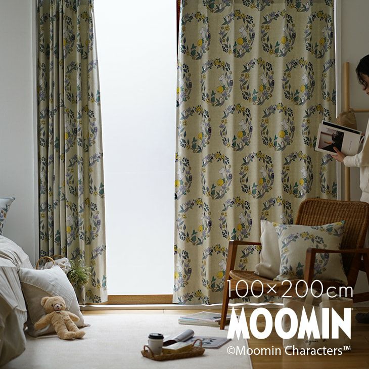 遮光 カーテン MOOMIN/ムーミン フルーツガーデン (幅100×丈200cm) 1枚