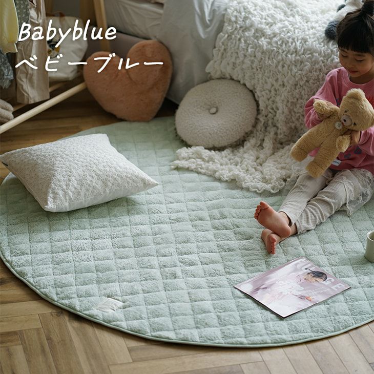 蓄熱わた入り 防ダニ加工の洗えるラグ テディファーキルト(180×180cm