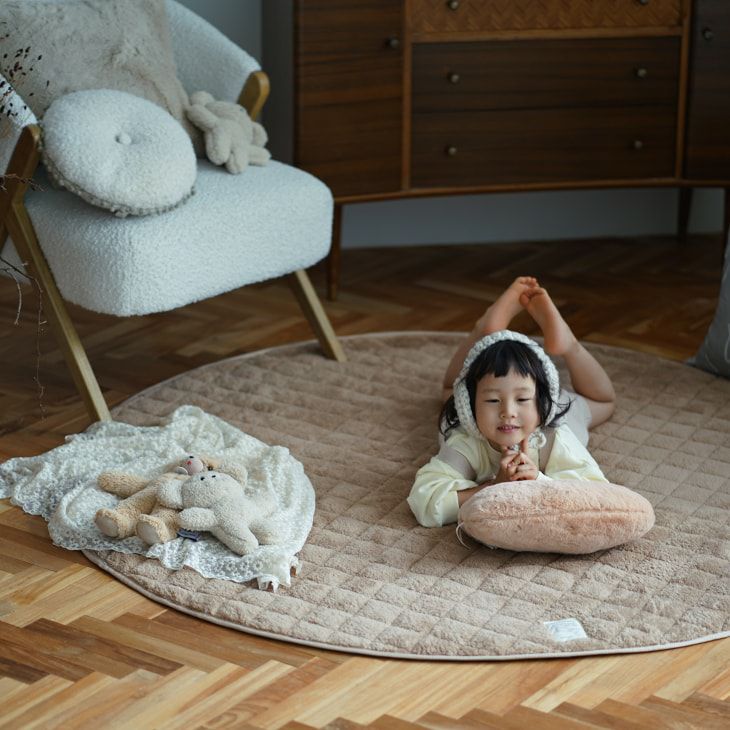 蓄熱わた入り 防ダニ加工の洗えるラグ テディファーキルト(160×160cm