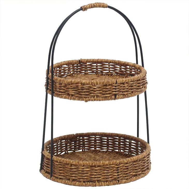 クレエキッチンラックユティルアイアンラウンドラックブラウン（カラー）