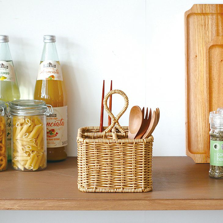 クレエユティルナイールカトラリースタンドかご収納ブラウン（カラー）