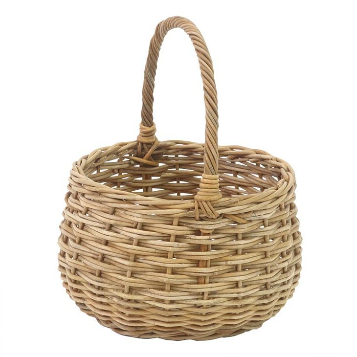 クレエバスケットアラロググリーンバスケットラウンドラタンブラウン（カラー）