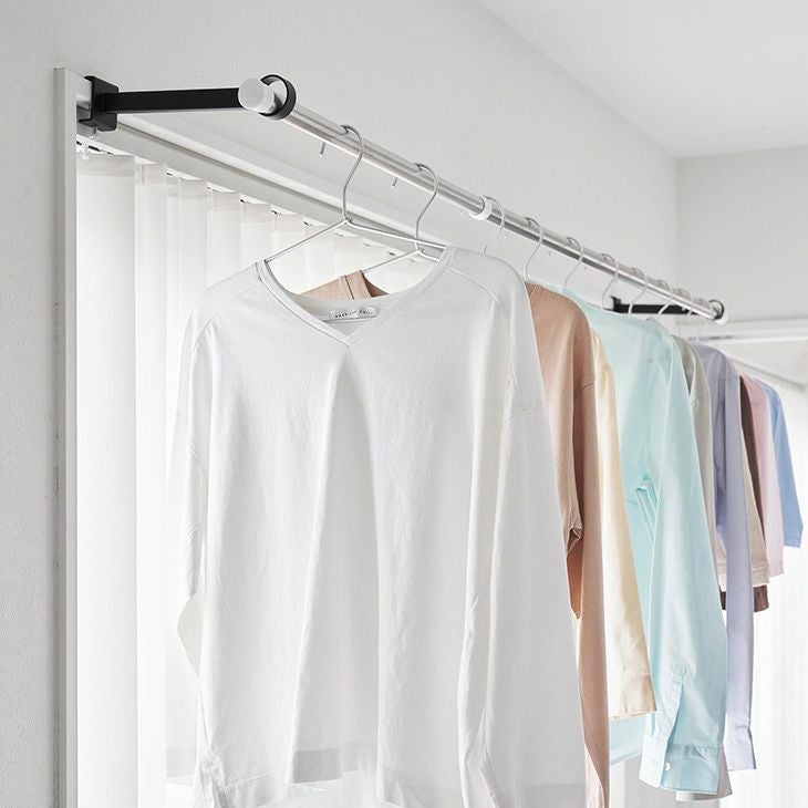 towerタワー鴨居室内物干しポールホルダー奥行ワイド(ブラック)（カラー）