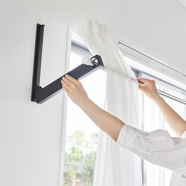 towerタワーウォール折り畳み物干し竿ホルダー2個組石こうボード壁対応(ブラック)（カラー）