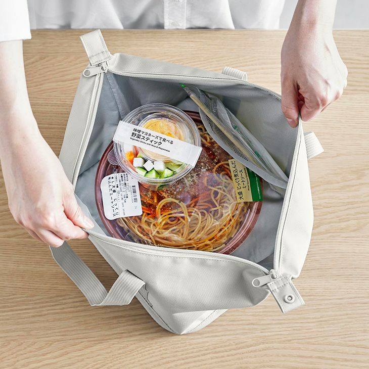 towerタワースーパー・コンビニ弁当がそのまま入る洗えるお弁当バッグ(ライトグレー)（カラー）