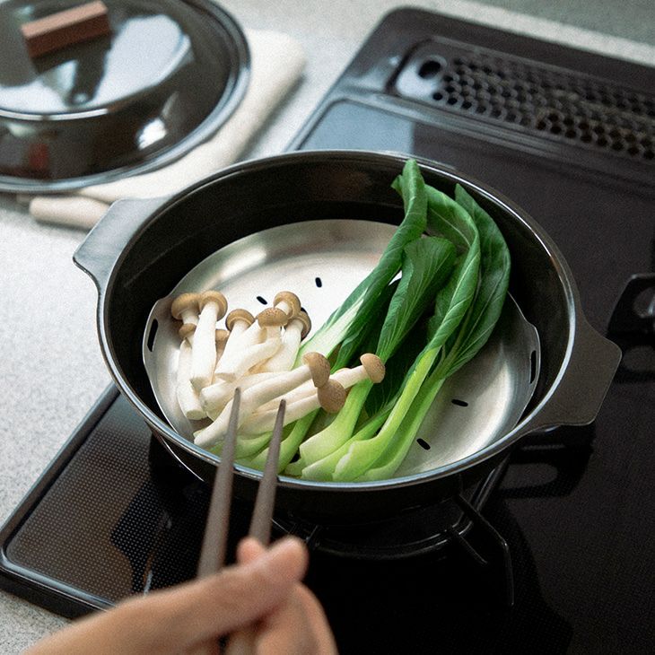 KINTOキントー琺瑯鍋IH対応1LKAKOMIステンレス琺瑯(チャコール)（カラー）