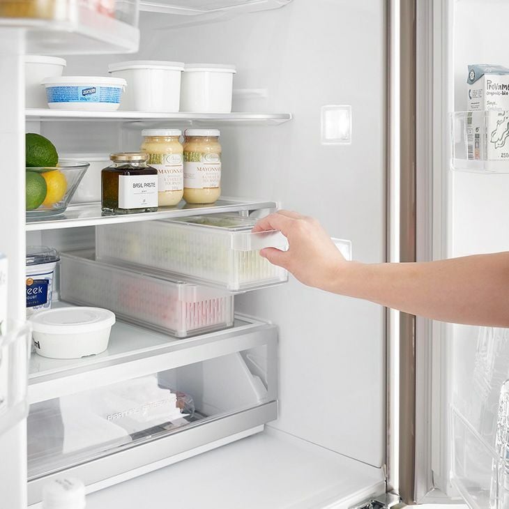 towerタワー冷蔵庫中ザルボウル蓋＆仕切り付き(ホワイト)（イメージ）