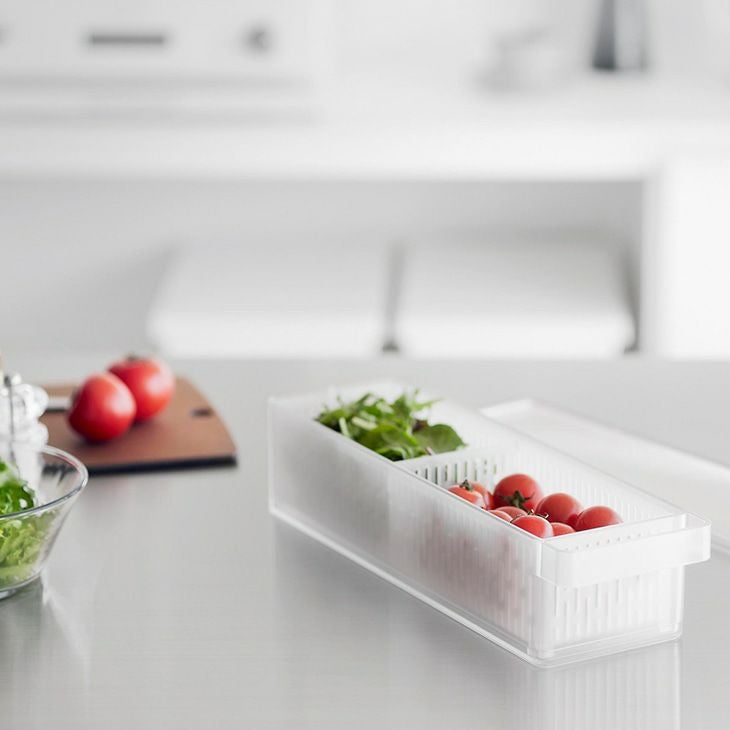 towerタワー冷蔵庫中ザルボウル蓋＆仕切り付き(ホワイト)（カラー）