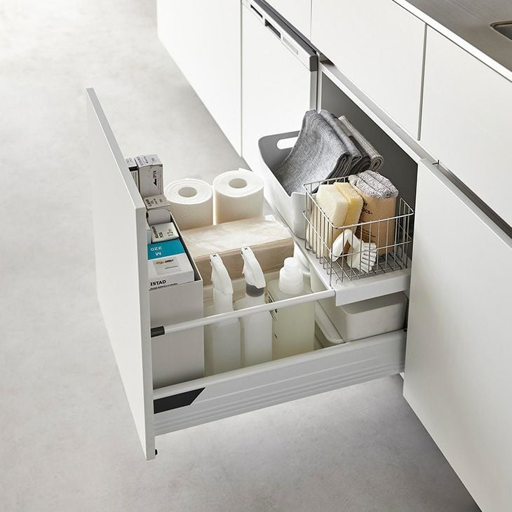 towerタワー伸縮キッチン引き出し中ラック(ホワイト)（カラー）