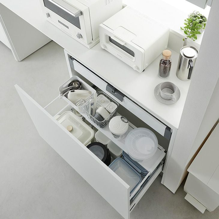 towerタワー伸縮キッチン引き出し中ラックワイド(ホワイト)（イメージ）