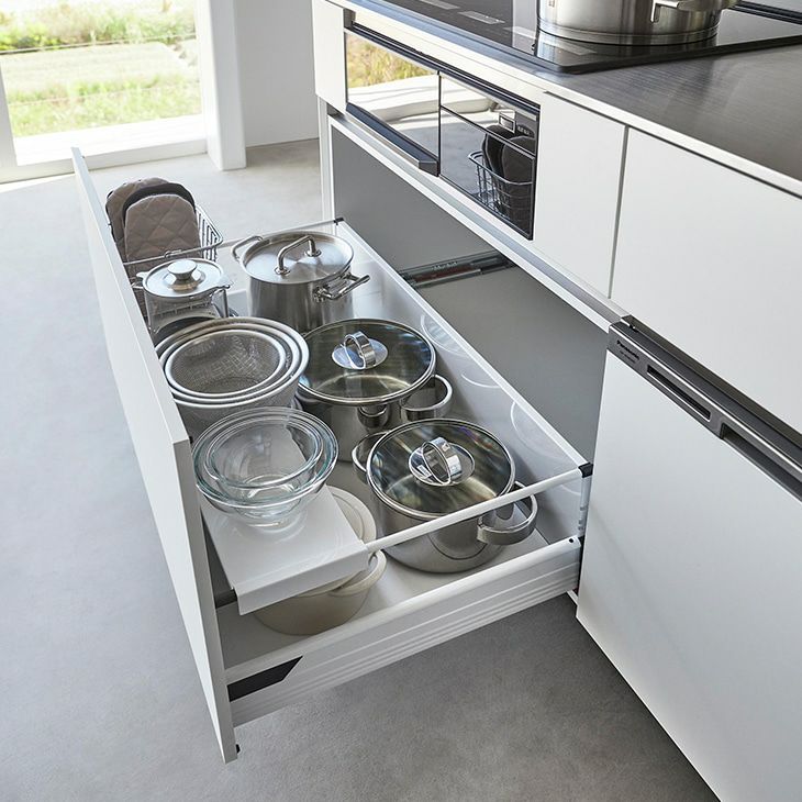 towerタワー伸縮キッチン引き出し中ラックワイド(ホワイト)（カラー）