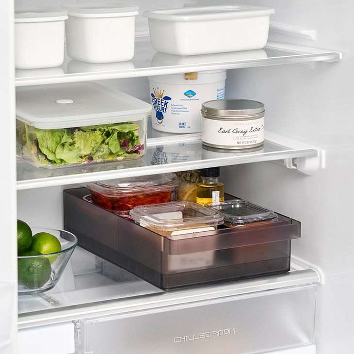 towerタワー冷蔵庫中収納ケースL仕切り付き(ブラック)（イメージ）