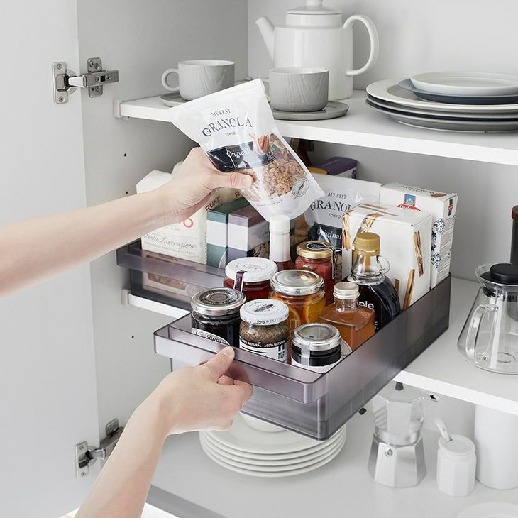 towerタワー冷蔵庫中収納ケースL仕切り付き(ブラック)（カラー）