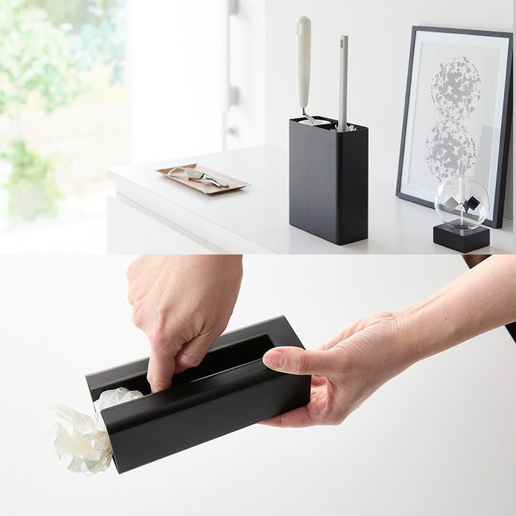 towerタワーマグネット粘着クリーナースタンド収納＆ダストボックス(ブラック)（カラー）