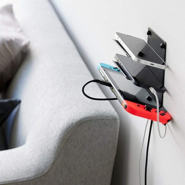 towerタワーウォールモバイル充電＆収納ラック3段石こうボード壁対応(ブラック)（イメージ）