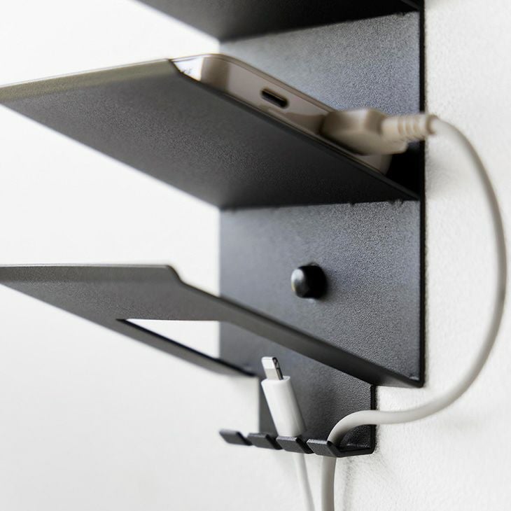 towerタワーウォールモバイル充電＆収納ラック3段石こうボード壁対応(ブラック)（カラー）