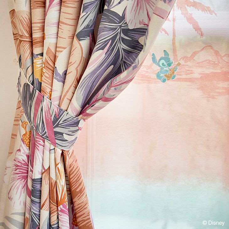 オーダーカーテン遮光STITCH/アロハボタニカ（アップ）