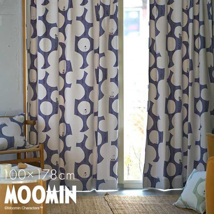 遮光カーテン MOOMIN/ムーミン ベリーガーデン (幅100×丈178cm ) 1枚入
