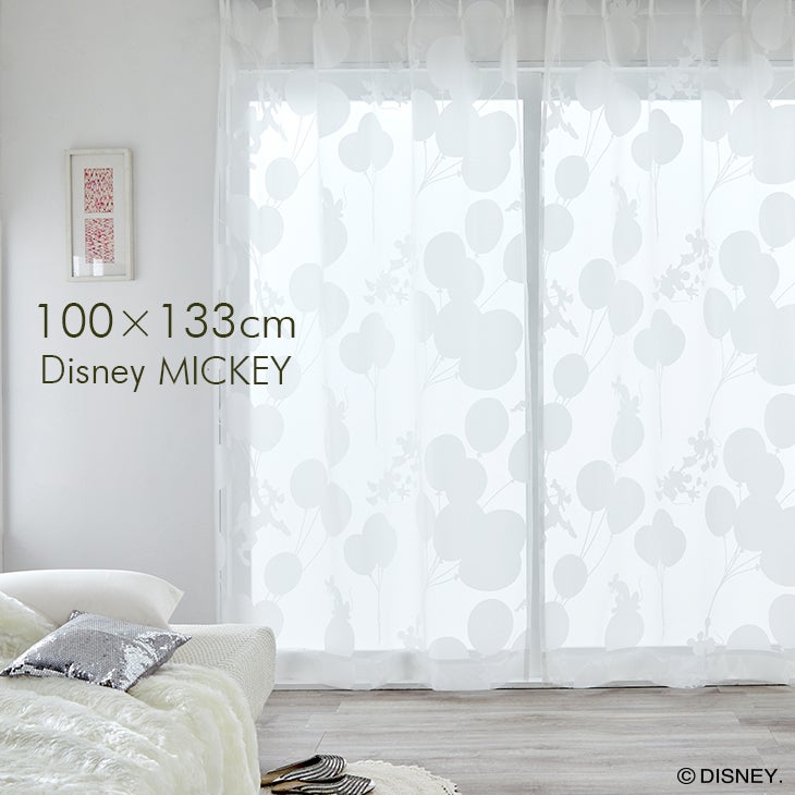 レースカーテンMICKEY/ミッキーバルーンボイル幅100×丈133cm（イメージ）